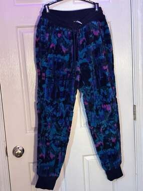 American Eagle Sherpa Fleece Jogger Sweatpants in Abstract Print Small